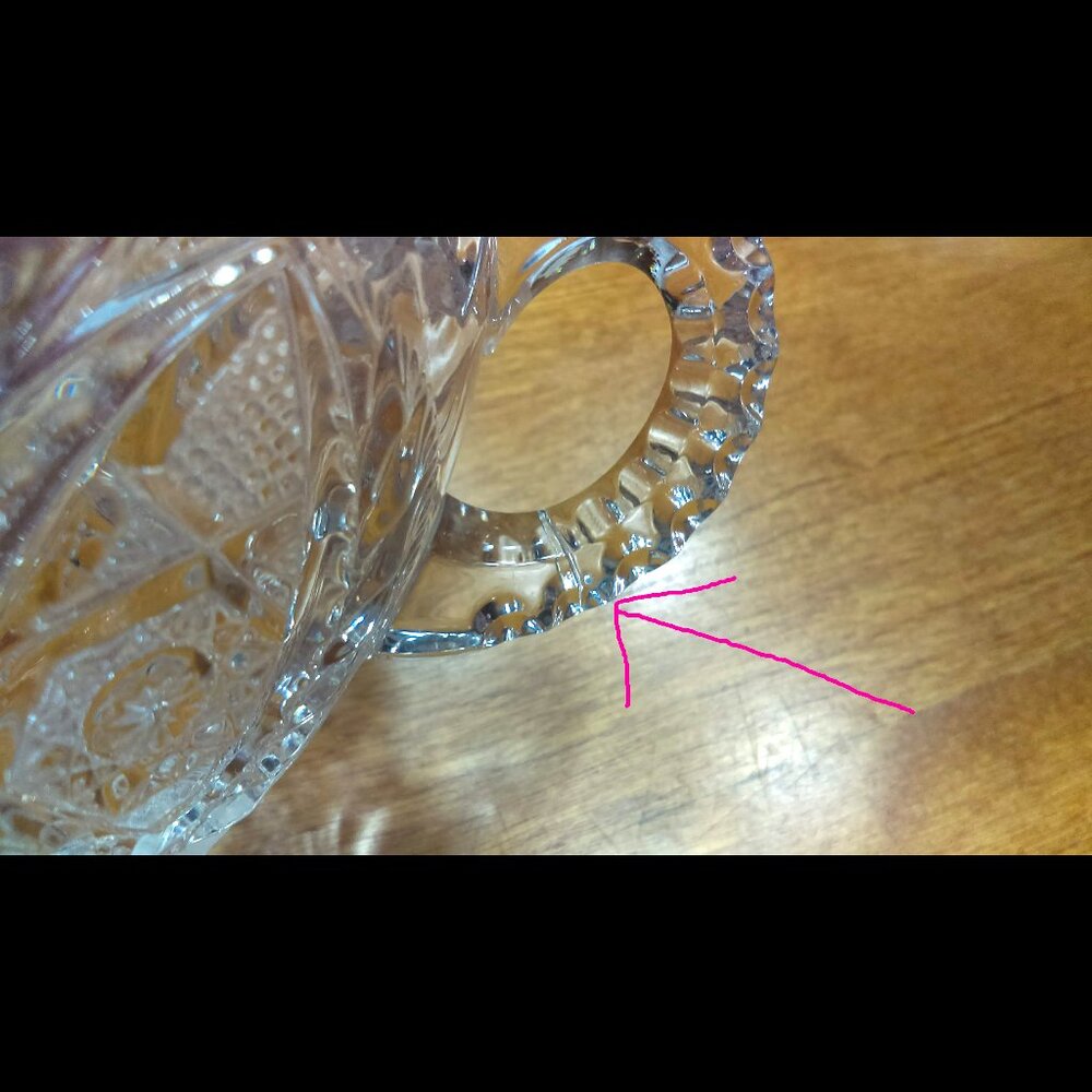 Vintage Clear Cut Glass Double Handle Candy Mint Nut Sugar Bowl Sawtooth Edge - Picture 7 of 7